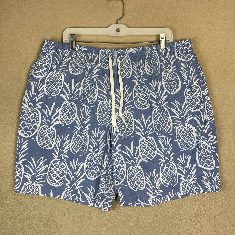 Chubbies Swim Trunk Mens XXL Blue‎ Pineapple Print Drawstring Waist Lined 7"